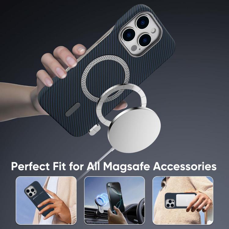 For iPhone 14 Carbon Fiber MagSafe Magnetic Card Holder Phone Case