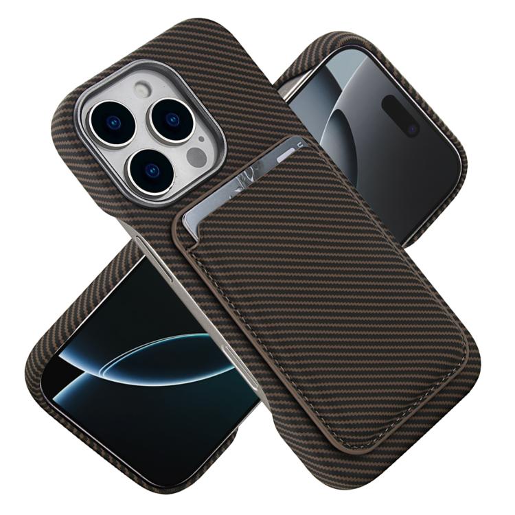 For iPhone 14 Carbon Fiber MagSafe Magnetic Card Holder Phone Case