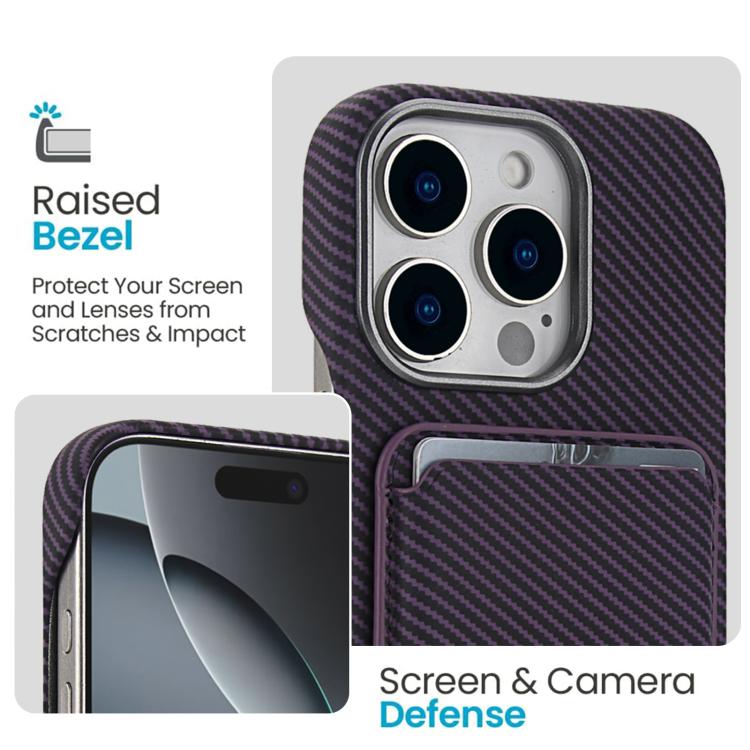 For iPhone 13 Carbon Fiber MagSafe Magnetic Card Holder Phone Case
