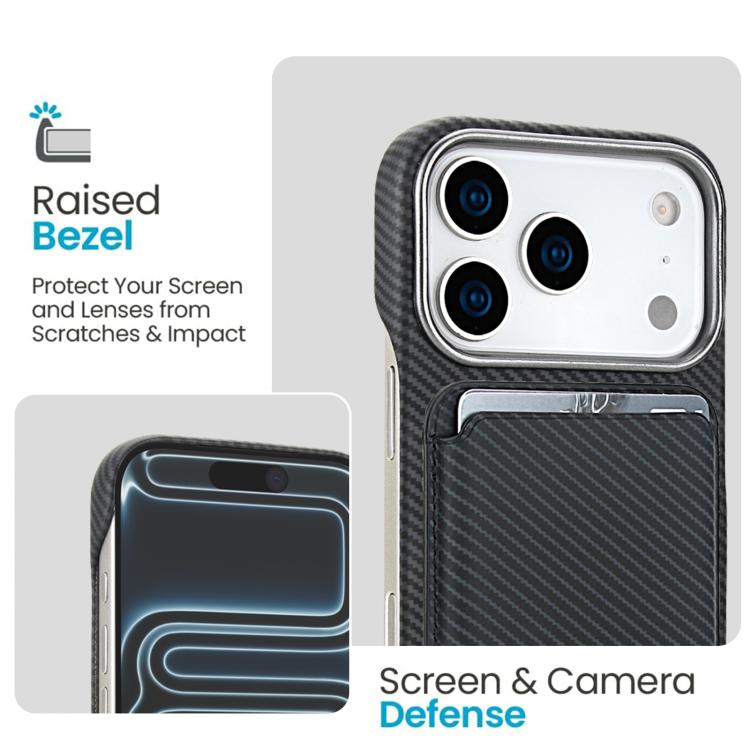 For iPhone 17 Pro Max Carbon Fiber MagSafe Magnetic Card Holder Phone Case