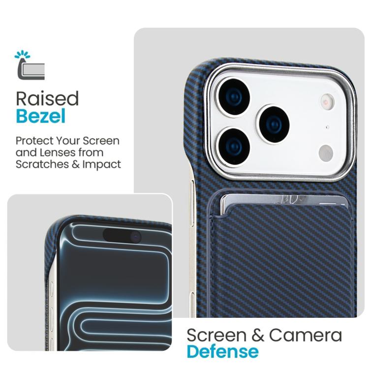 For iPhone 17 Pro Max Carbon Fiber MagSafe Magnetic Card Holder Phone Case