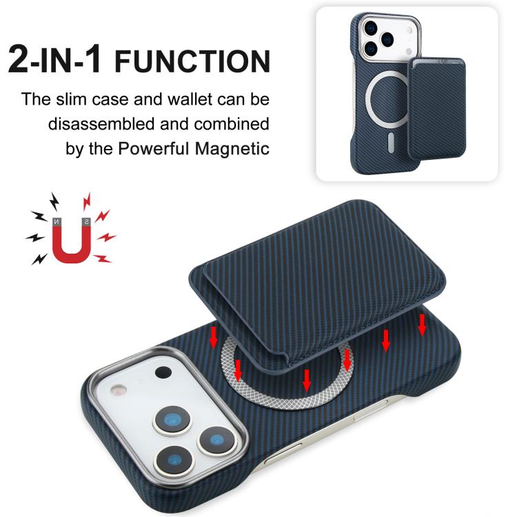 For iPhone 17 Pro Max Carbon Fiber MagSafe Magnetic Card Holder Phone Case