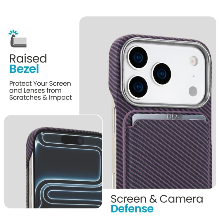 For iPhone 17 Pro Max Carbon Fiber MagSafe Magnetic Card Holder Phone Case