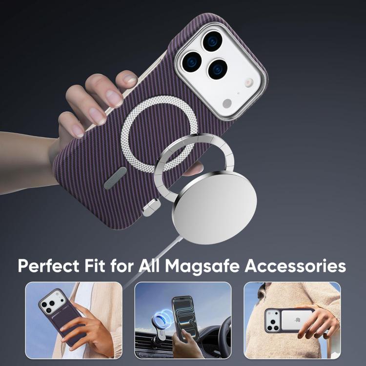 For iPhone 17 Pro Max Carbon Fiber MagSafe Magnetic Card Holder Phone Case