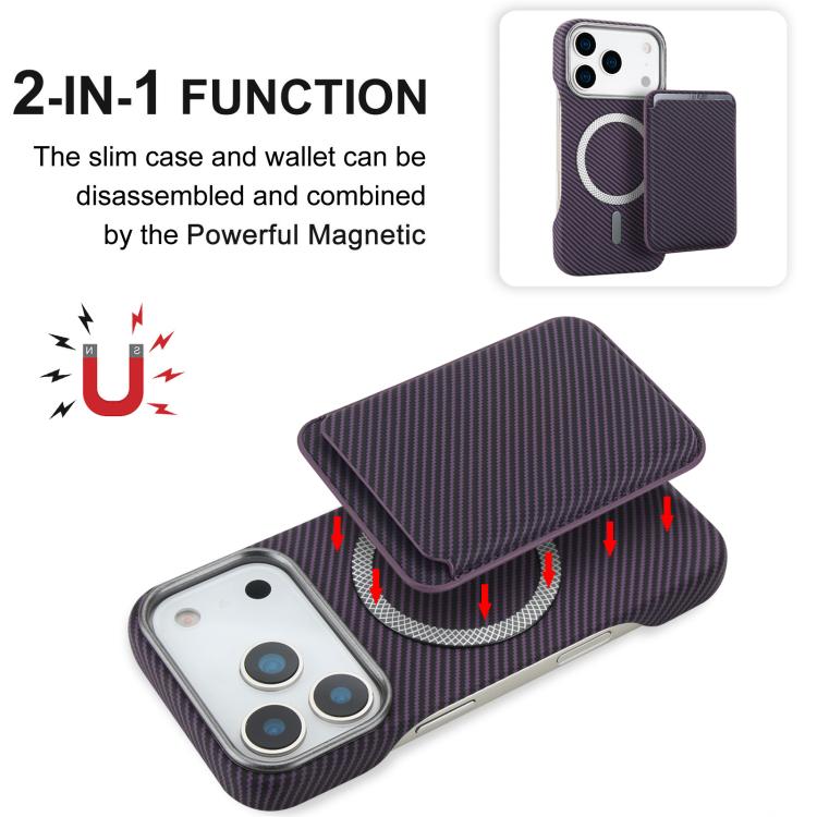 For iPhone 17 Pro Max Carbon Fiber MagSafe Magnetic Card Holder Phone Case
