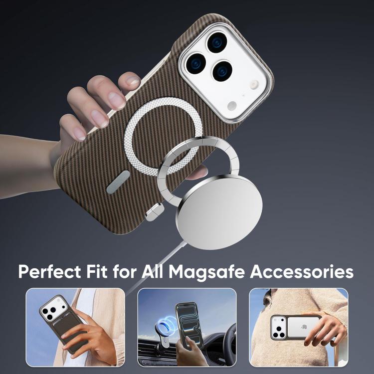 For iPhone 17 Pro Max Carbon Fiber MagSafe Magnetic Card Holder Phone Case
