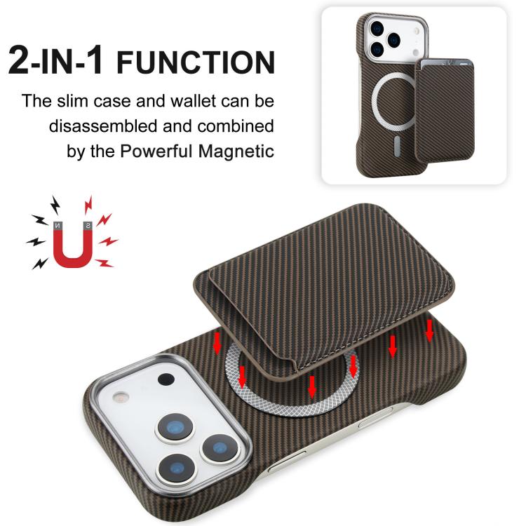 For iPhone 17 Pro Max Carbon Fiber MagSafe Magnetic Card Holder Phone Case