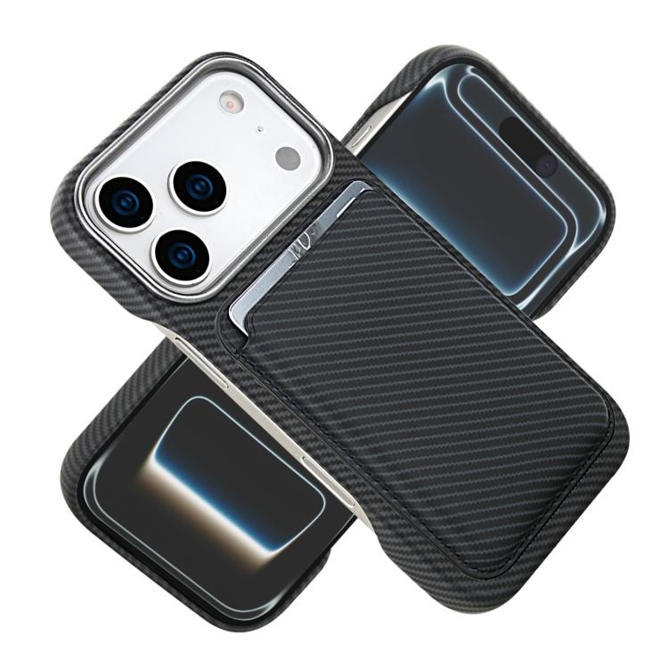 For iPhone 17 Pro Carbon Fiber MagSafe Magnetic Card Holder Phone Case