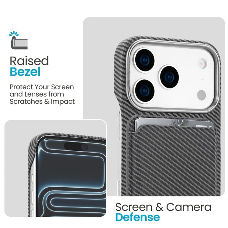For iPhone 17 Pro Carbon Fiber MagSafe Magnetic Card Holder Phone Case