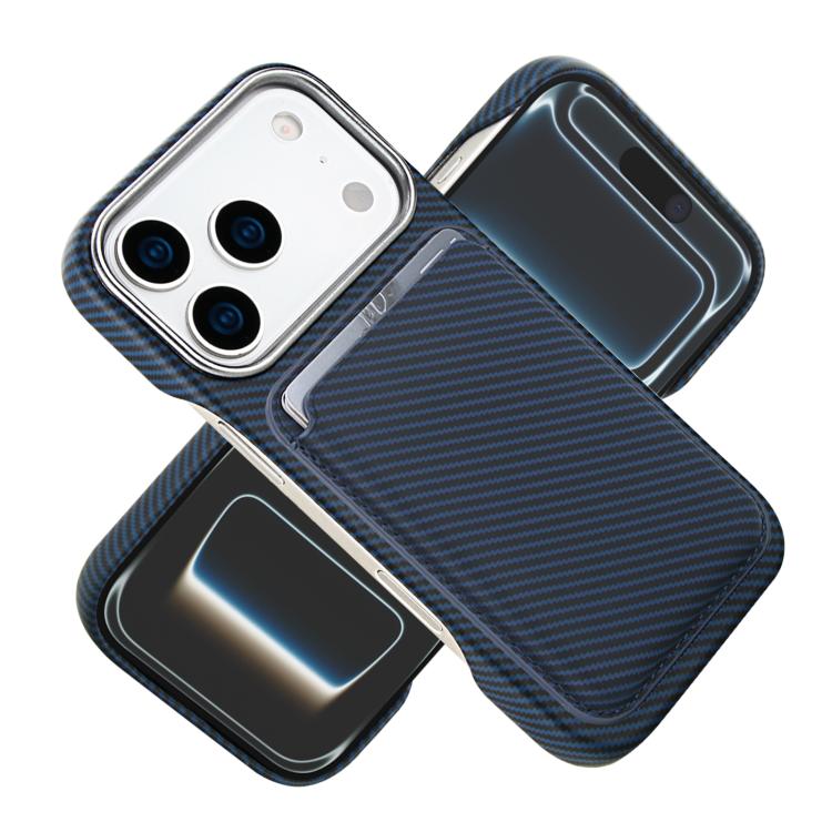 For iPhone 17 Pro Carbon Fiber MagSafe Magnetic Card Holder Phone Case