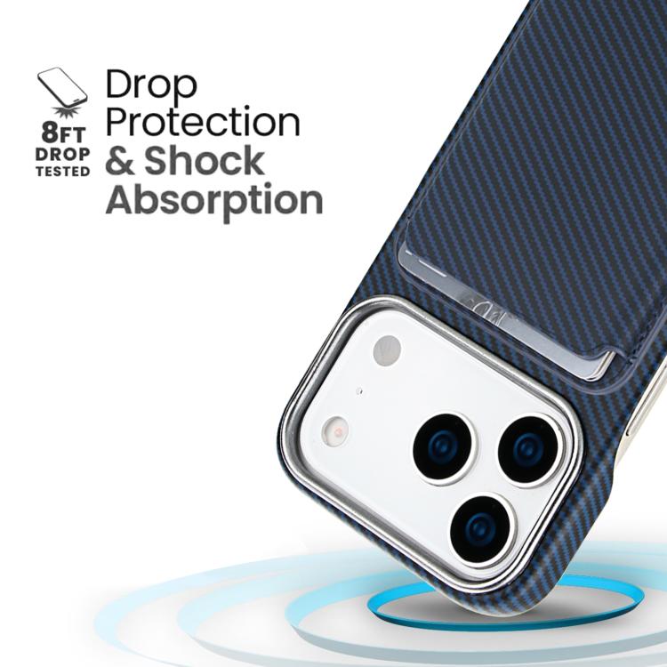 For iPhone 17 Pro Carbon Fiber MagSafe Magnetic Card Holder Phone Case