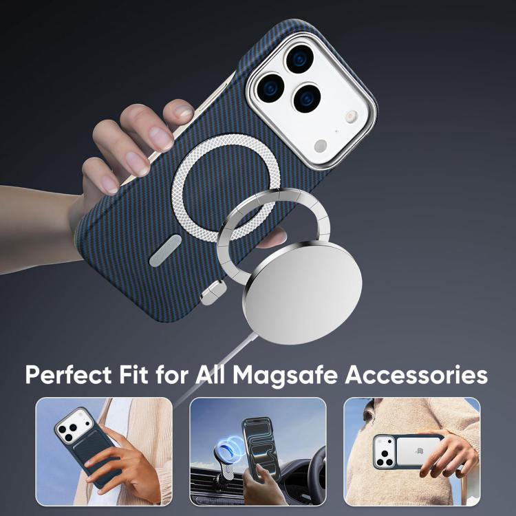 For iPhone 17 Pro Carbon Fiber MagSafe Magnetic Card Holder Phone Case