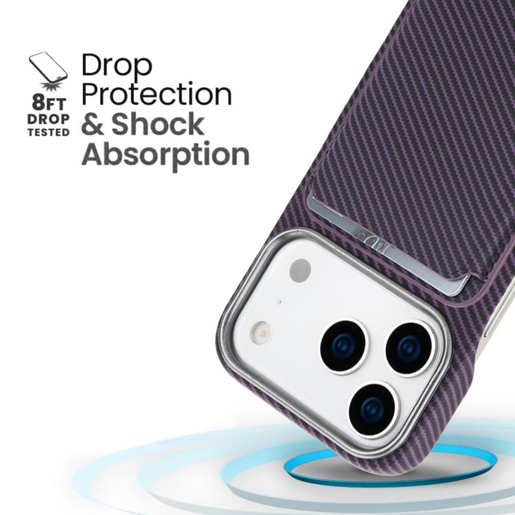 For iPhone 17 Pro Carbon Fiber MagSafe Magnetic Card Holder Phone Case