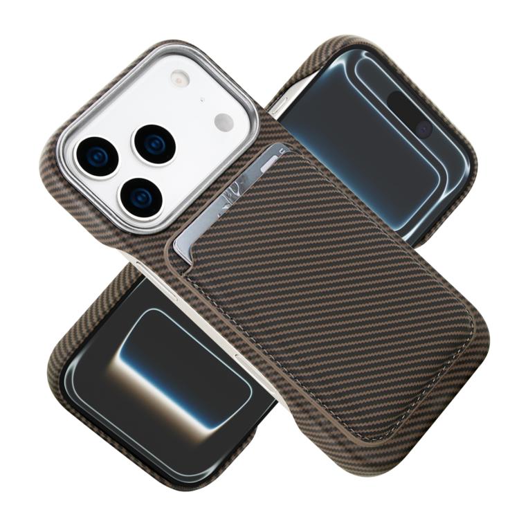 For iPhone 17 Pro Carbon Fiber MagSafe Magnetic Card Holder Phone Case