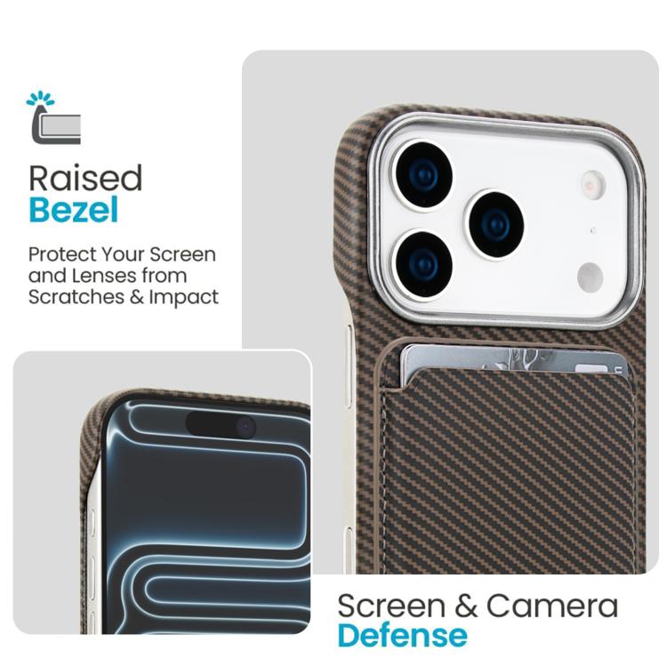For iPhone 17 Pro Carbon Fiber MagSafe Magnetic Card Holder Phone Case
