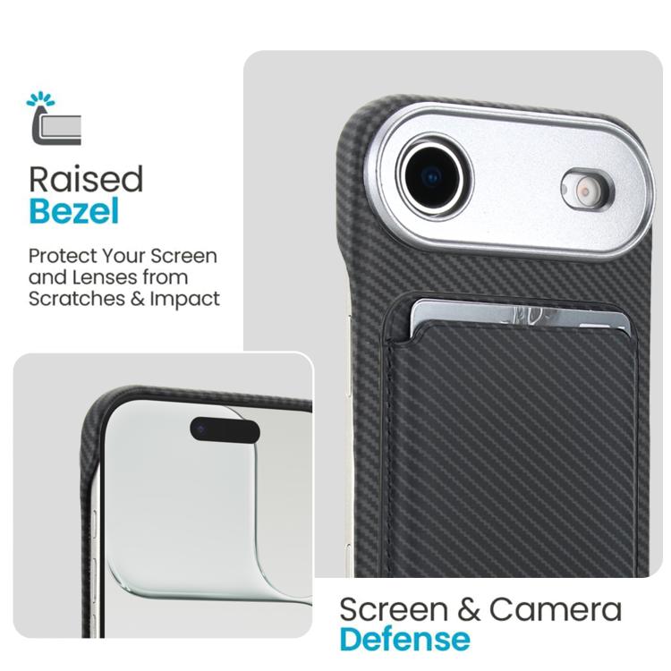 For iPhone Air Carbon Fiber MagSafe Magnetic Card Holder Phone Case