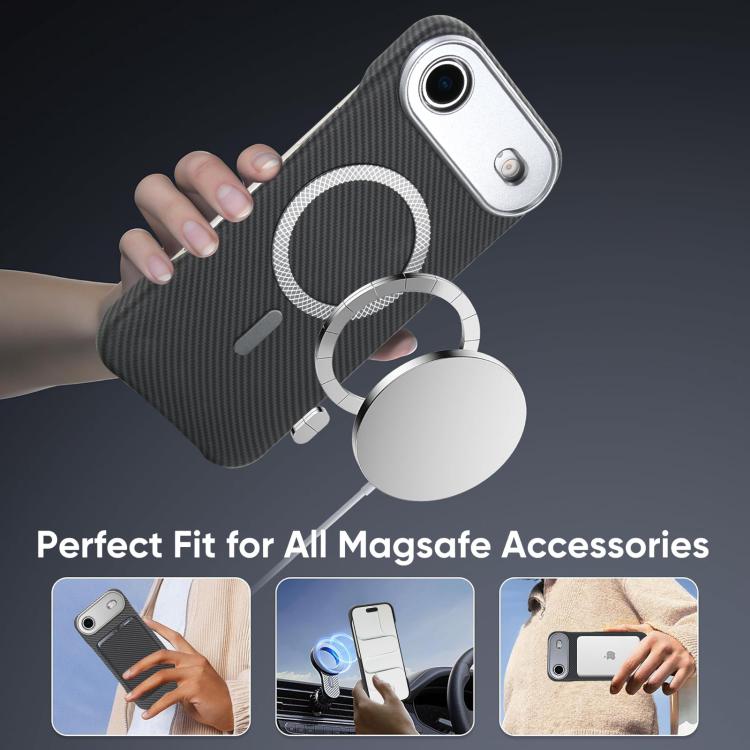 For iPhone Air Carbon Fiber MagSafe Magnetic Card Holder Phone Case