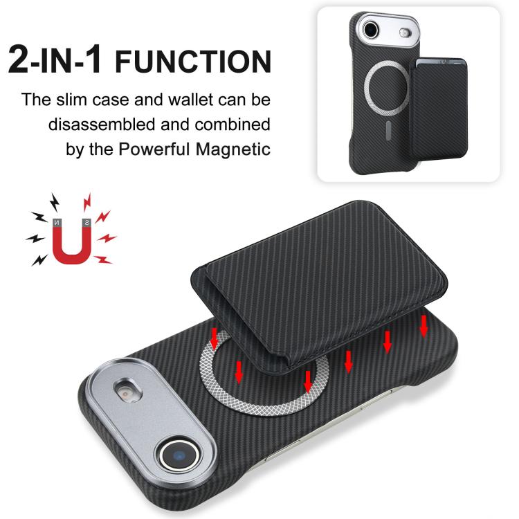 For iPhone Air Carbon Fiber MagSafe Magnetic Card Holder Phone Case
