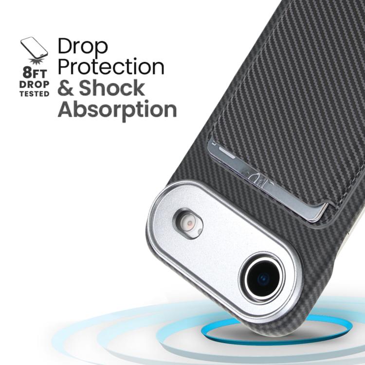 For iPhone Air Carbon Fiber MagSafe Magnetic Card Holder Phone Case