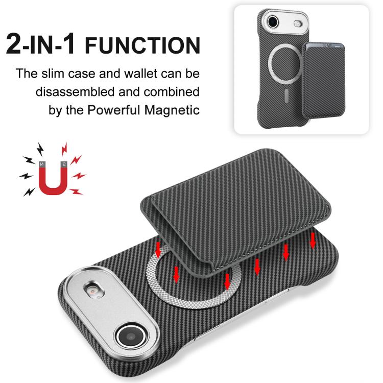 For iPhone Air Carbon Fiber MagSafe Magnetic Card Holder Phone Case