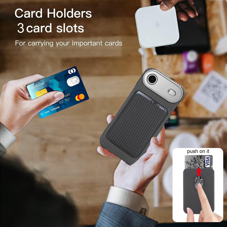 For iPhone Air Carbon Fiber MagSafe Magnetic Card Holder Phone Case