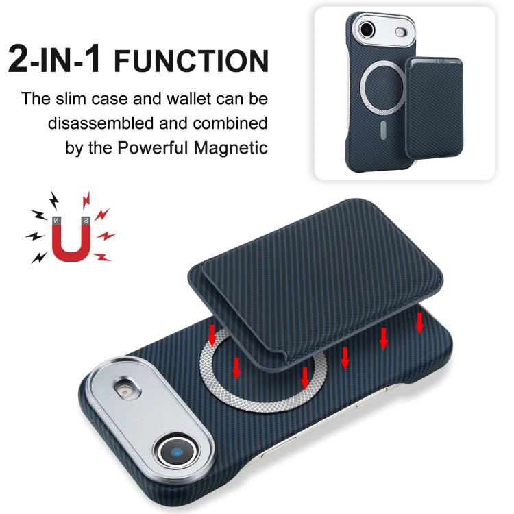 For iPhone Air Carbon Fiber MagSafe Magnetic Card Holder Phone Case