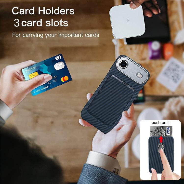 For iPhone Air Carbon Fiber MagSafe Magnetic Card Holder Phone Case