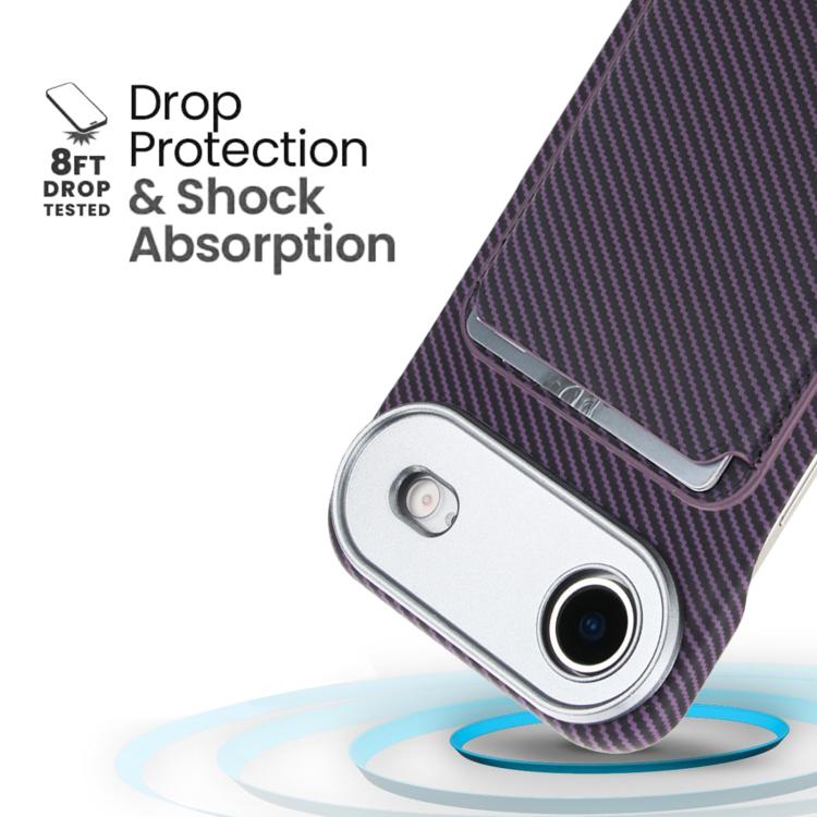 For iPhone Air Carbon Fiber MagSafe Magnetic Card Holder Phone Case