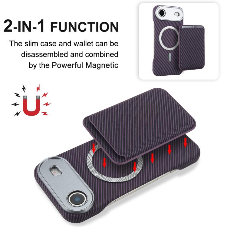 For iPhone Air Carbon Fiber MagSafe Magnetic Card Holder Phone Case