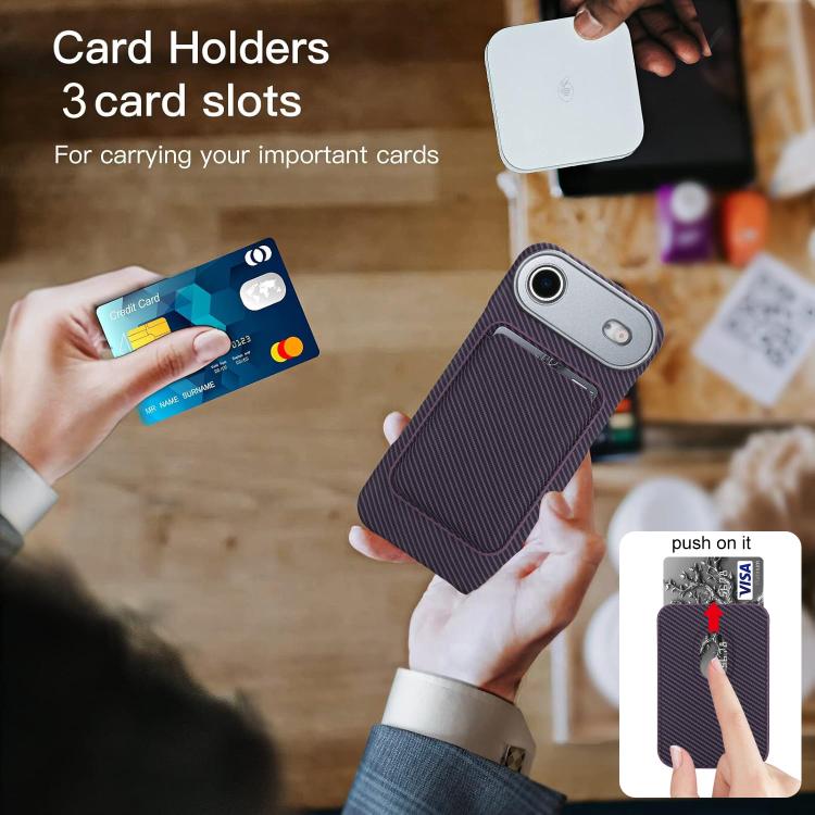 For iPhone Air Carbon Fiber MagSafe Magnetic Card Holder Phone Case