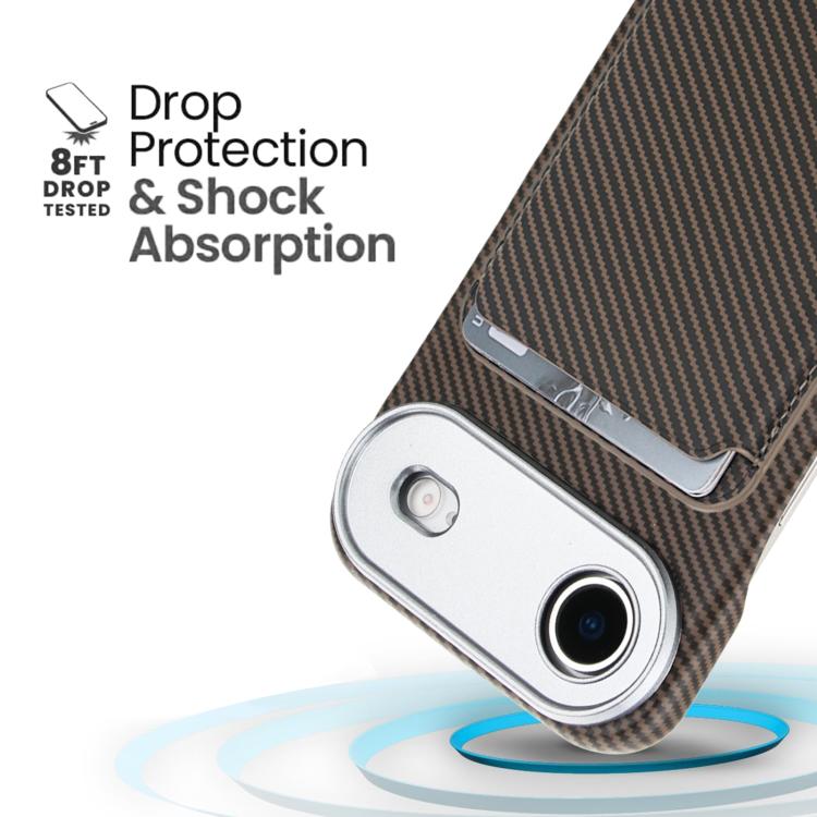 For iPhone Air Carbon Fiber MagSafe Magnetic Card Holder Phone Case