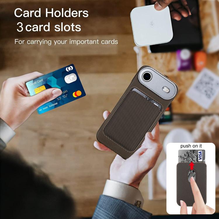 For iPhone Air Carbon Fiber MagSafe Magnetic Card Holder Phone Case