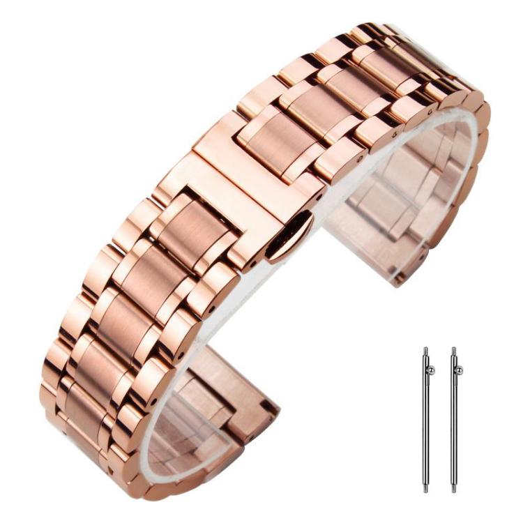 18mm xDfind Five-bead Solid Stainless Steel Butterfly Buckle Watch Band
