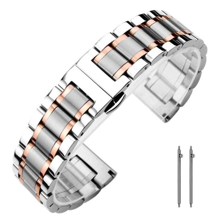 22mm xDfind Five-bead Solid Stainless Steel Butterfly Buckle Watch Band