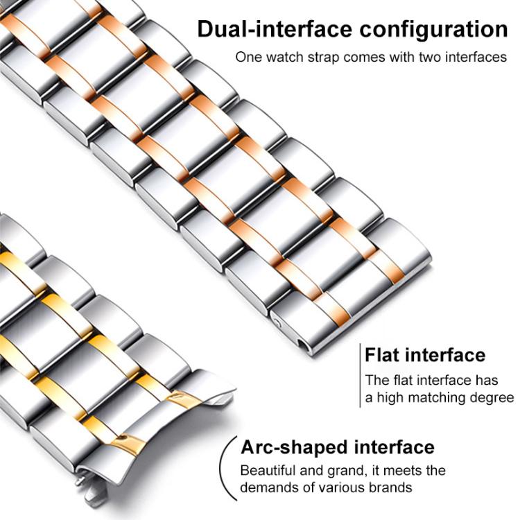 14mm xDfind Five-bead Solid Stainless Steel Butterfly Buckle Watch Band