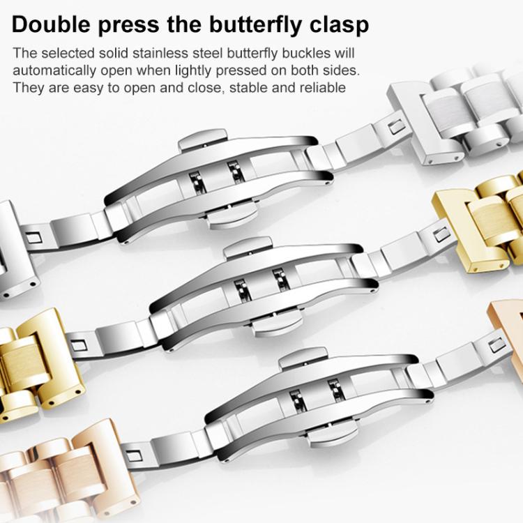14mm xDfind Five-bead Solid Stainless Steel Butterfly Buckle Watch Band