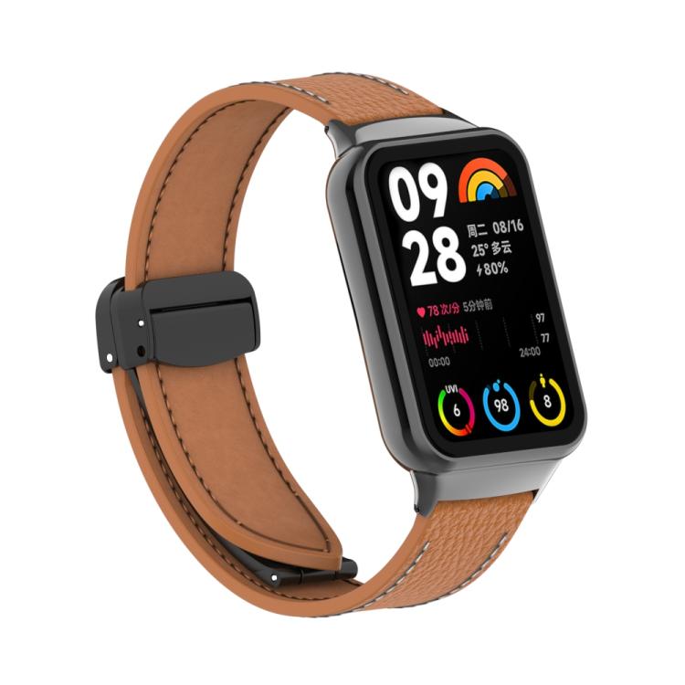 For Xiaomi Band 10 Pro / Redmi Watch 6 / 5 Litchi Texture Magnetic Black Buckle Leather Watch Band