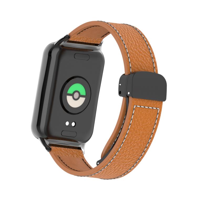 For Xiaomi Band 10 Pro / Redmi Watch 6 / 5 Litchi Texture Magnetic Black Buckle Leather Watch Band