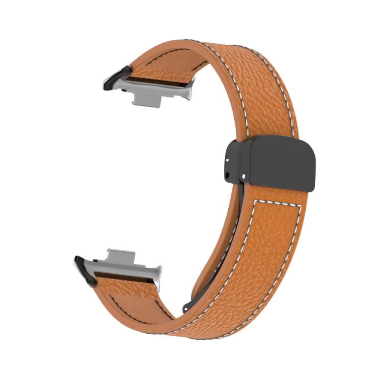 For Xiaomi Band 10 Pro / Redmi Watch 6 / 5 Litchi Texture Magnetic Black Buckle Leather Watch Band
