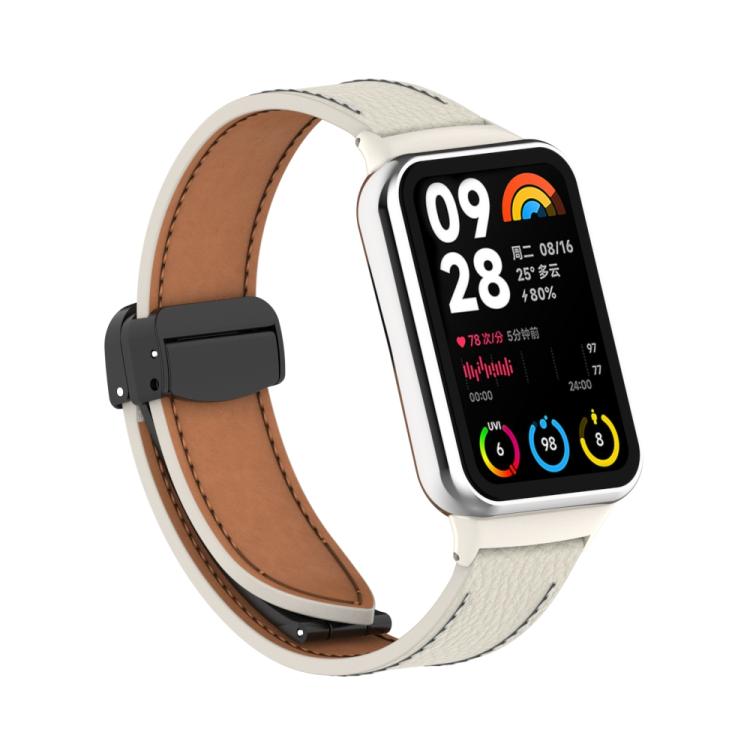 For Xiaomi Band 10 Pro / Redmi Watch 6 / 5 Litchi Texture Magnetic Black Buckle Leather Watch Band