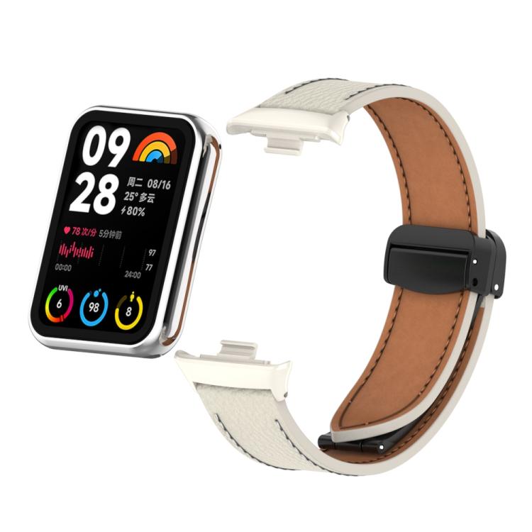 For Xiaomi Band 10 Pro / Redmi Watch 6 / 5 Litchi Texture Magnetic Black Buckle Leather Watch Band