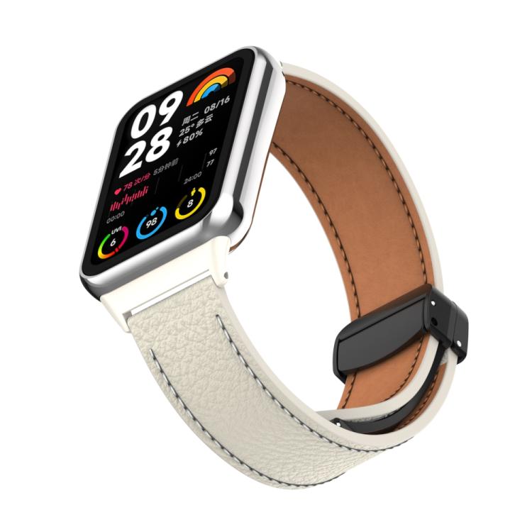 For Xiaomi Band 10 Pro / Redmi Watch 6 / 5 Litchi Texture Magnetic Black Buckle Leather Watch Band