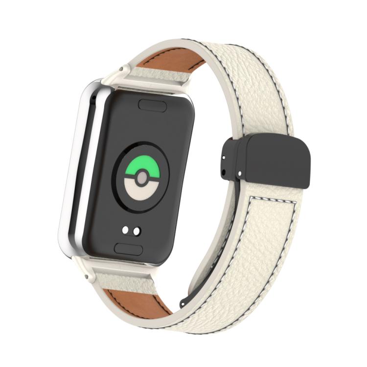 For Xiaomi Band 10 Pro / Redmi Watch 6 / 5 Litchi Texture Magnetic Black Buckle Leather Watch Band
