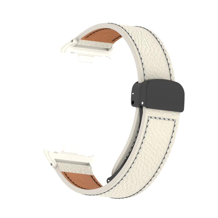 For Xiaomi Band 10 Pro / Redmi Watch 6 / 5 Litchi Texture Magnetic Black Buckle Leather Watch Band