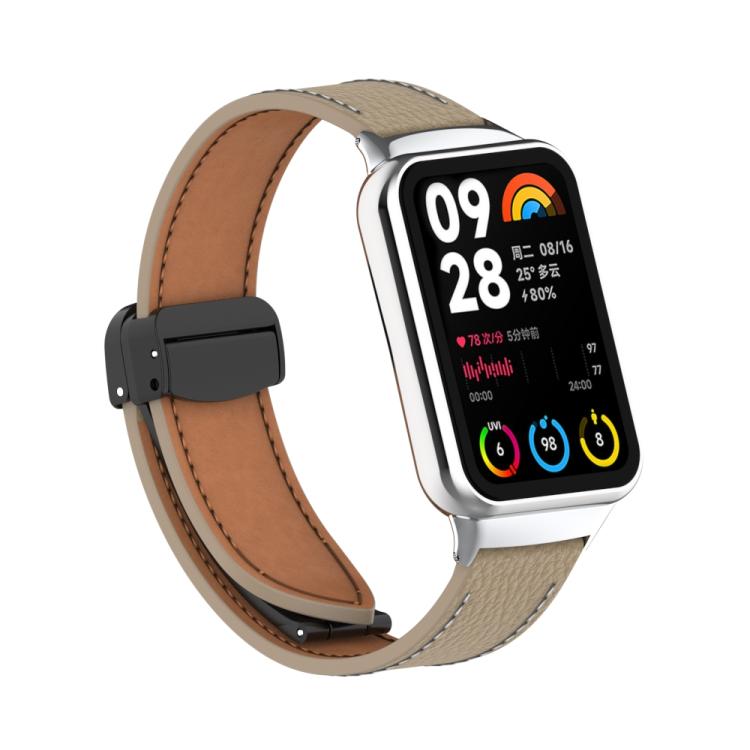 For Xiaomi Band 10 Pro / Redmi Watch 6 / 5 Litchi Texture Magnetic Black Buckle Leather Watch Band