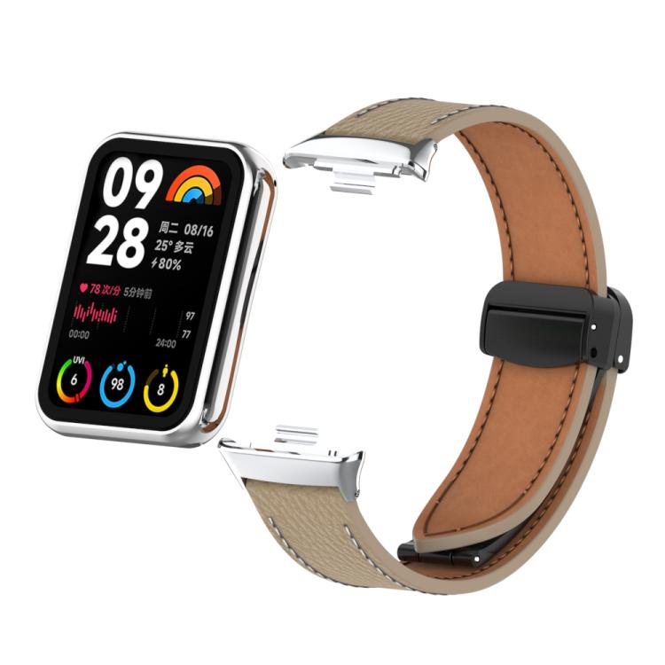 For Xiaomi Band 10 Pro / Redmi Watch 6 / 5 Litchi Texture Magnetic Black Buckle Leather Watch Band