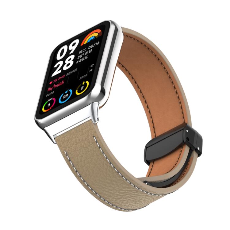 For Xiaomi Band 10 Pro / Redmi Watch 6 / 5 Litchi Texture Magnetic Black Buckle Leather Watch Band