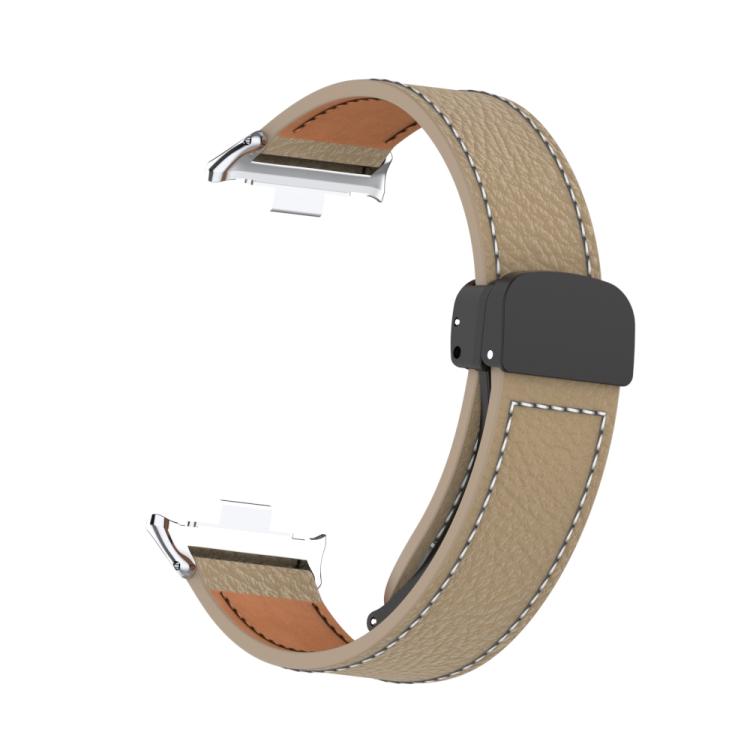 For Xiaomi Band 10 Pro / Redmi Watch 6 / 5 Litchi Texture Magnetic Black Buckle Leather Watch Band