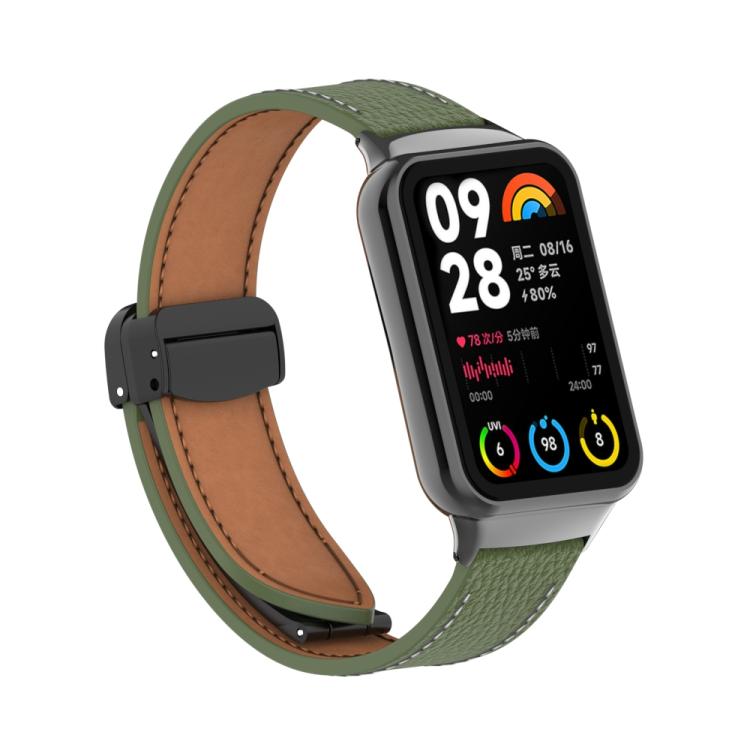 For Xiaomi Band 10 Pro / Redmi Watch 6 / 5 Litchi Texture Magnetic Black Buckle Leather Watch Band