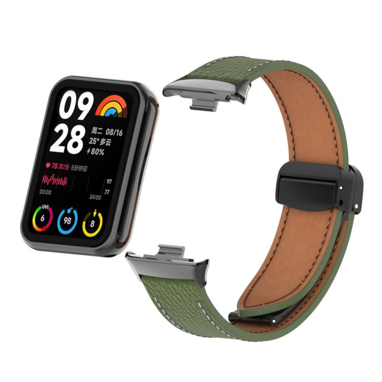 For Xiaomi Band 10 Pro / Redmi Watch 6 / 5 Litchi Texture Magnetic Black Buckle Leather Watch Band